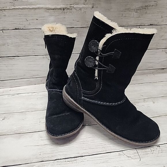 UGG Boots Kimbra Black Suede Sheepskin Fur Mid-Calf 1004742 Women's Size 9 - Picture 4 of 10